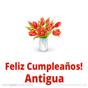 happy birthday Antigua bouquet card