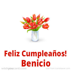 happy birthday Benicio bouquet card