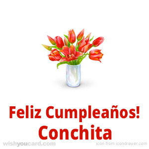 happy birthday Conchita bouquet card