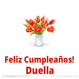 happy birthday Duella bouquet card