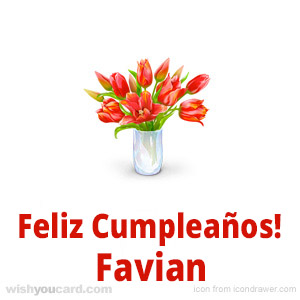 happy birthday Favian bouquet card