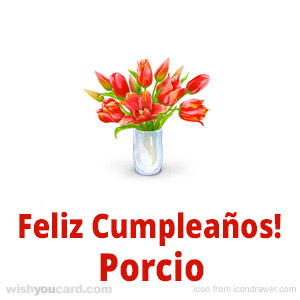 happy birthday Porcio bouquet card