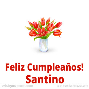 happy birthday Santino bouquet card