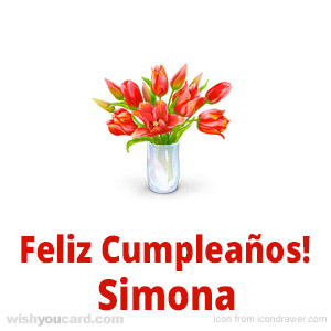 happy birthday Simona bouquet card
