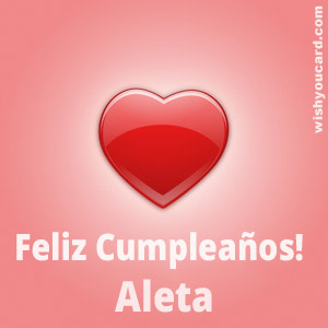happy birthday Aleta heart card