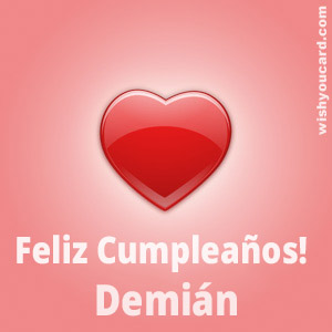 happy birthday Demián heart card