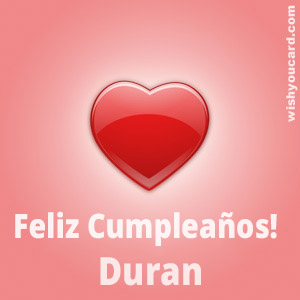 happy birthday Duran heart card