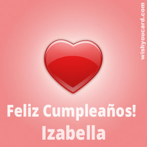 happy birthday Izabella heart card