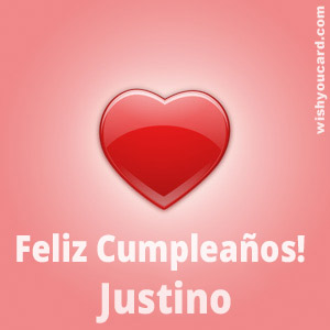 happy birthday Justino heart card