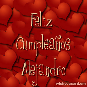 happy birthday Alejandro hearts card