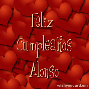 happy birthday Alonso hearts card