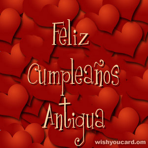 happy birthday Antigua hearts card