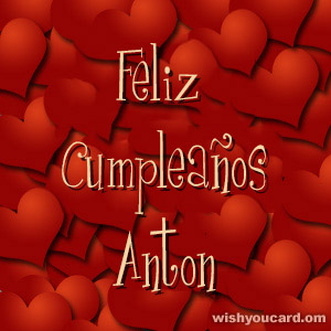 happy birthday Anton hearts card