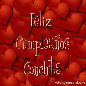 happy birthday Conchita hearts card