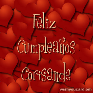 happy birthday Corisande hearts card