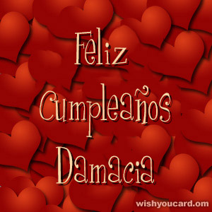happy birthday Damacia hearts card