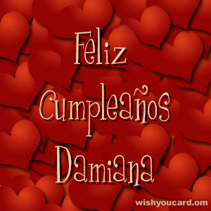happy birthday Damiana hearts card