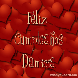 happy birthday Damicia hearts card