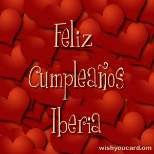 happy birthday Iberia hearts card