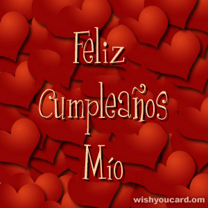 happy birthday Mío hearts card