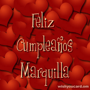 happy birthday Marquilla hearts card
