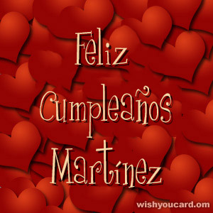happy birthday Martínez hearts card