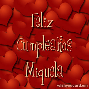happy birthday Miquela hearts card