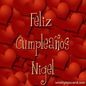 happy birthday Nigel hearts card
