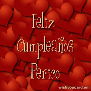 happy birthday Perico hearts card