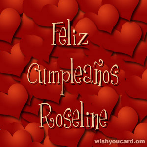 happy birthday Roseline hearts card