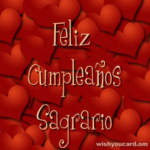 happy birthday Sagrario hearts card