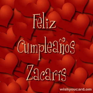 happy birthday Zacarís hearts card