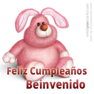 happy birthday Beinvenido rabbit card