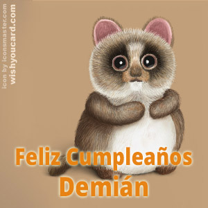 happy birthday Demián racoon card