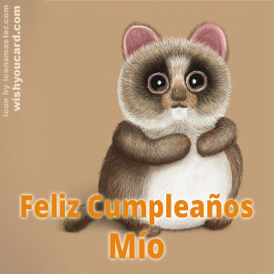 happy birthday Mío racoon card