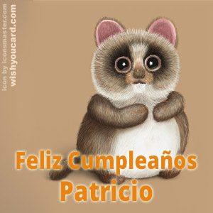 happy birthday Patricio racoon card