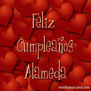happy birthday Alameda hearts card