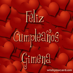happy birthday Gimena hearts card