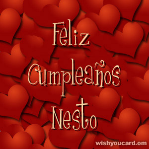 happy birthday Nesto hearts card