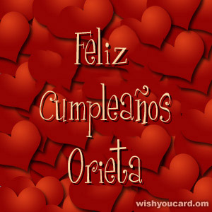 happy birthday Orieta hearts card
