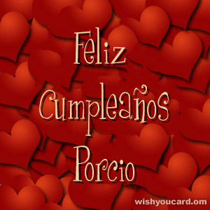happy birthday Porcio hearts card